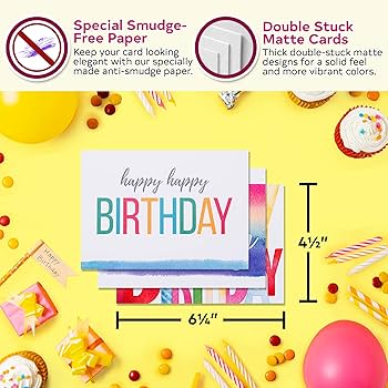 Amazon | Spark Ink Happy Birthdayカード詰め合わせ 封筒付き
